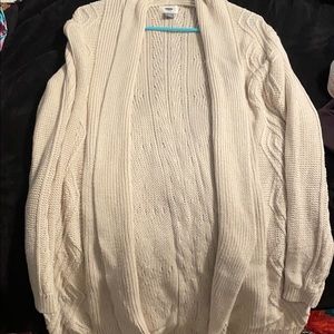 Cream Colored Long Knit Cardigan